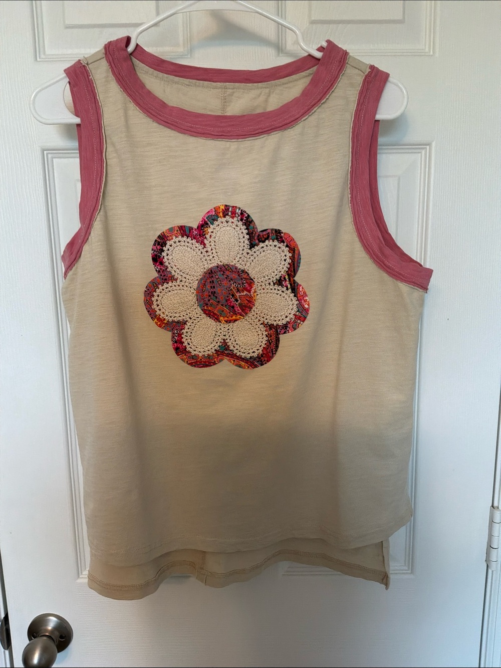 Apricot Casual Women's Boho Knitted Sleeveless Round Neck Loose Fit Tank Top